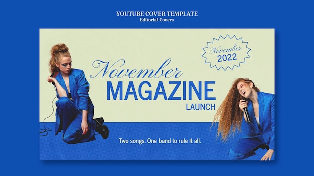 Modello di copertina di youtube di lancio di una rivista editoriale