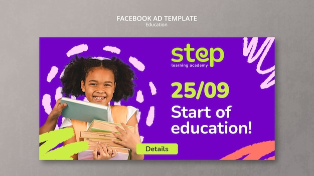 PSD gratuito modello di facebook per il concetto di istruzione