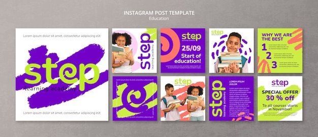 Education concept instagram posts template