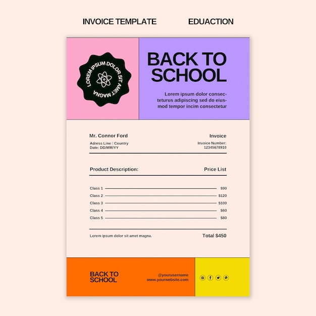 Education concept invoice template