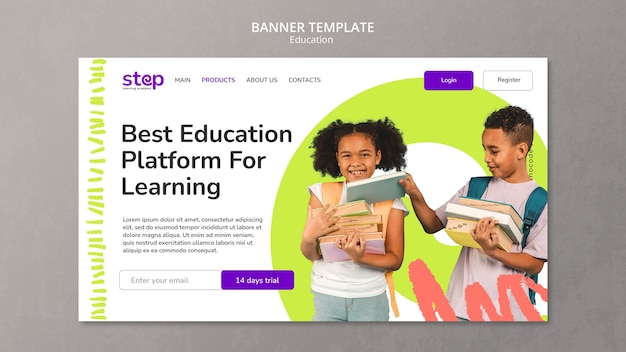 Free PSD education concept landing page template