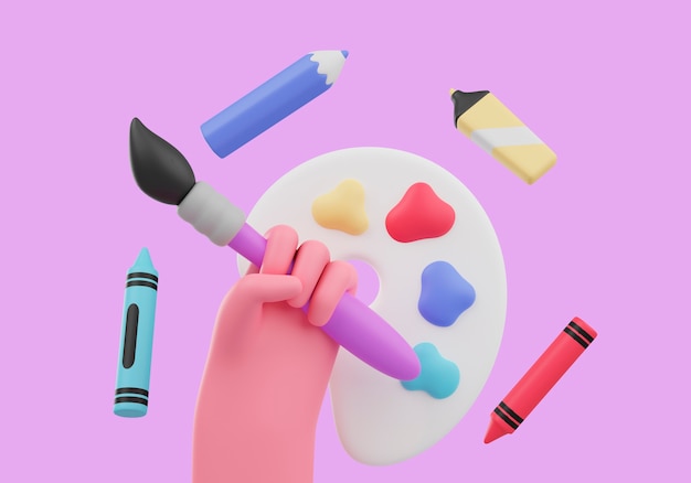 Free PSD education concept with hand holding brush