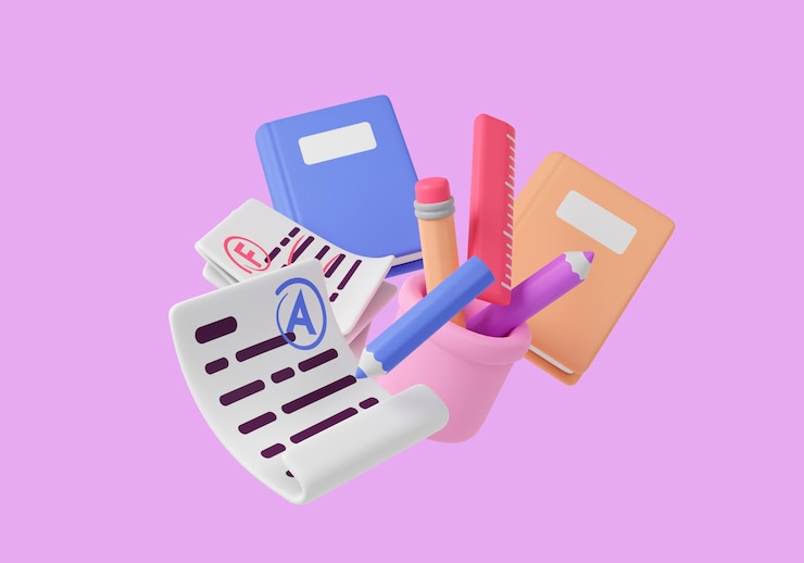 Free PSD education concept with school supplies