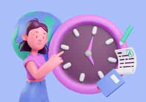 Free PSD education concept with woman holding clock