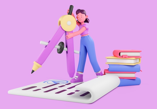 Free PSD education concept with woman learning