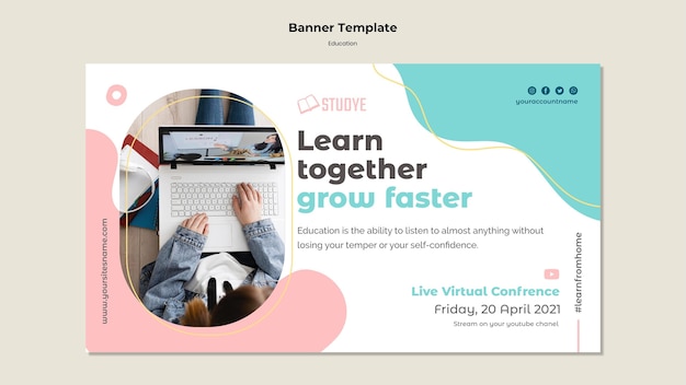 PSD gratuito modello di banner orizzontale di educazione