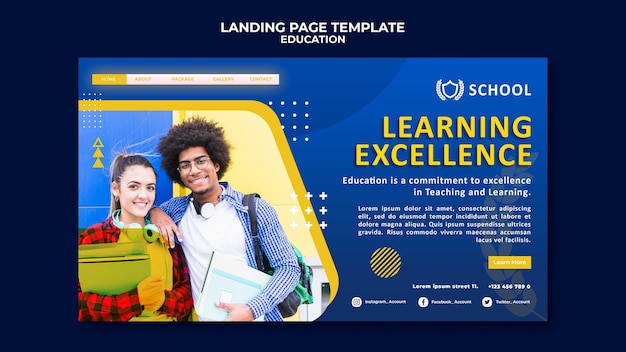 Free PSD education landing page template