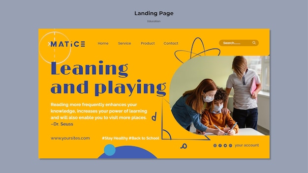 Free PSD education landing page template