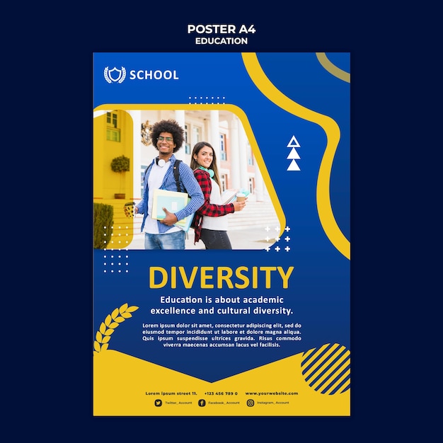 Free PSD education poster template with photo