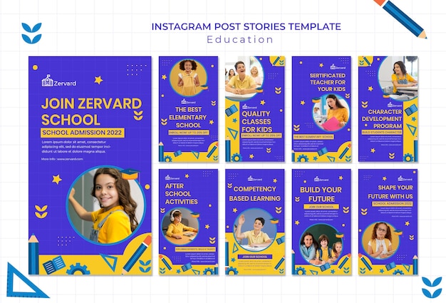 Free PSD education social media stories