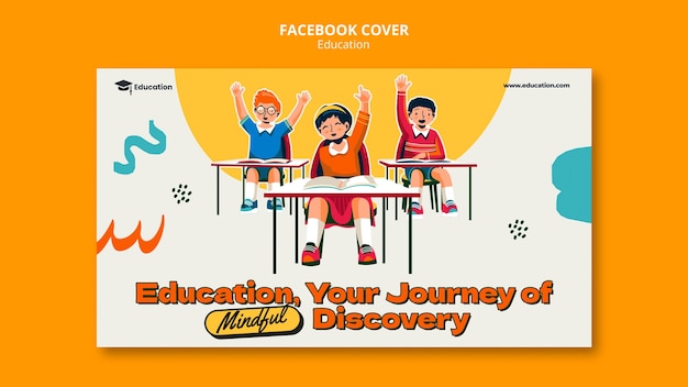 無料PSD 教育提供フェイスブックカバーテンプレート