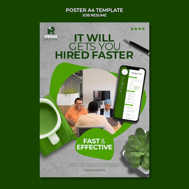 Free PSD effective job resume poster template