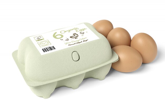 Download Premium PSD | Cardboard egg carton box with wrap label mockup isometric view