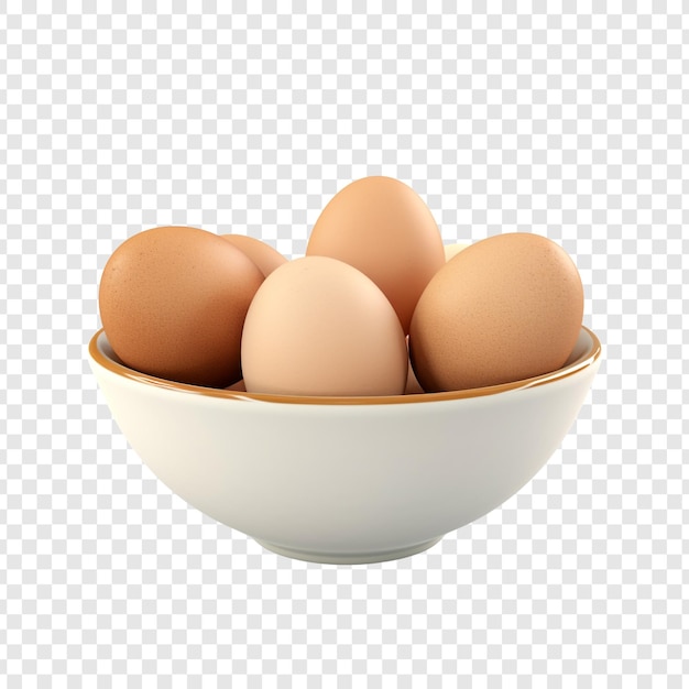 Free PSD eggs on bowl isolated on transparent background