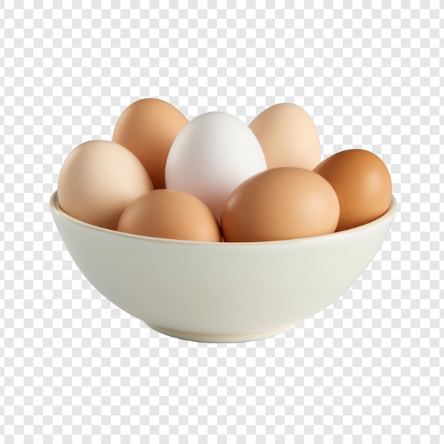 無料PSD 透明な背景に隔離されたボウル上の卵