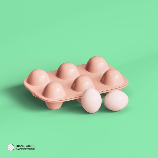 Free PSD eggs packaging icon isolated 3d render illustration