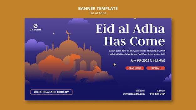 PSD gratuito design del modello di banner di eid al-adha
