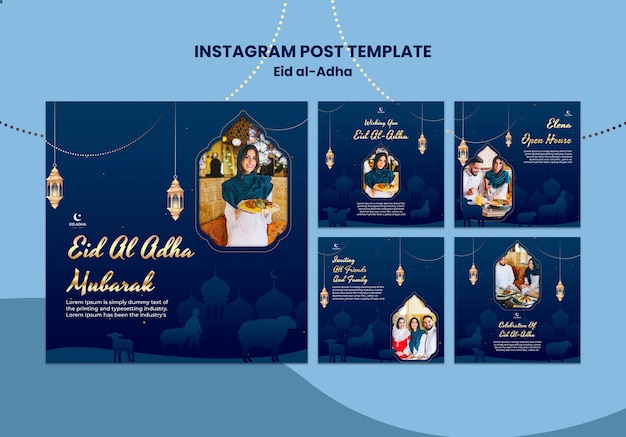 Free PSD eid al-adha design instagram posts template