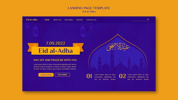 Modello di pagina di destinazione di Eid al-adha