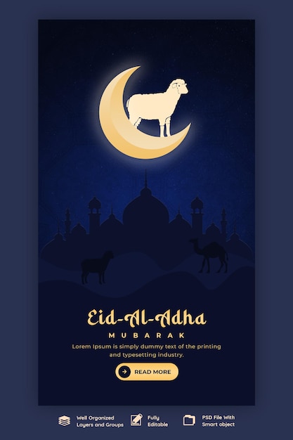 Eid al Adha Mubarak Islamic festival Instagram and Facebook story template