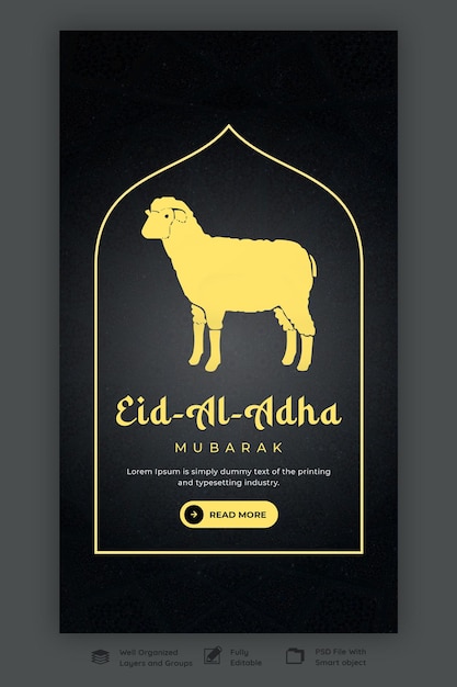 Free PSD eid al adha mubarak islamic festival instagram and facebook story template