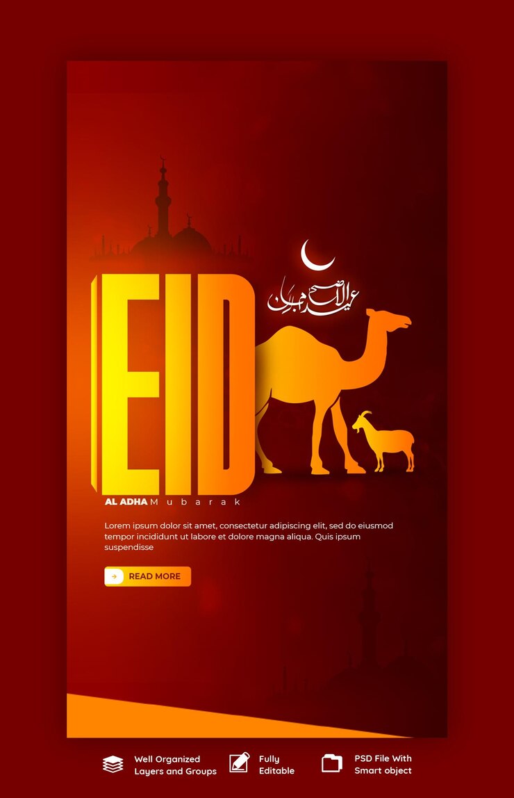 Free PSD eid al adha mubarak islamic festival instagram and facebook story template