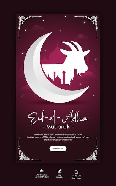 Eid al adha mubarak islamic festival Instagram and facebook story template