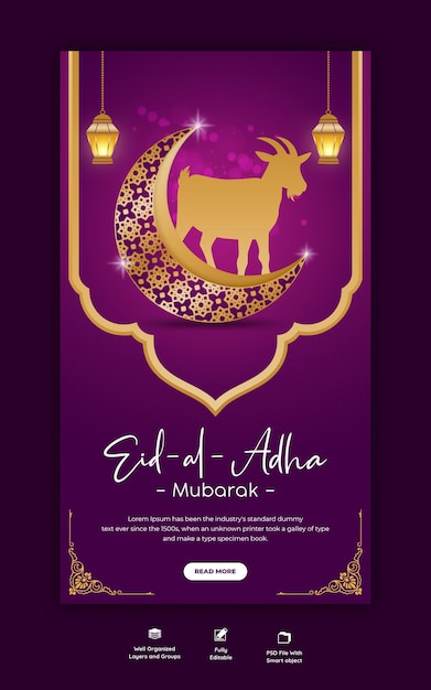 Eid al adha mubarak islamic festival Instagram and facebook story template