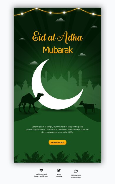 Eid al Adha Mubarak Islamic festival Instagram and Facebook story template