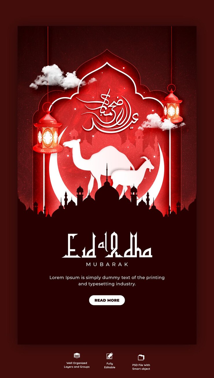 Free PSD eid al adha mubarak islamic festival instagram and facebook story template