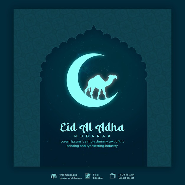 Free PSD eid al adha mubarak islamic festival social media banner template