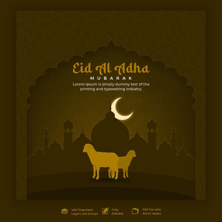 Free PSD eid al adha mubarak islamic festival social media banner template