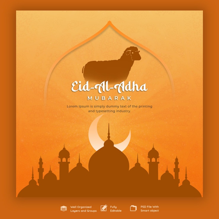 Free PSD eid al adha mubarak islamic festival social media banner template