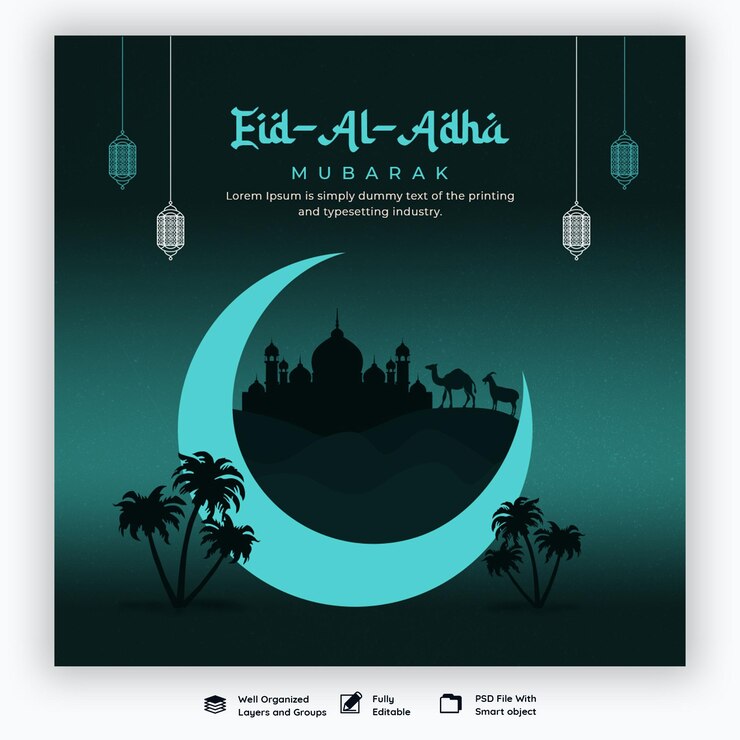 Free PSD eid al adha mubarak islamic festival social media banner template