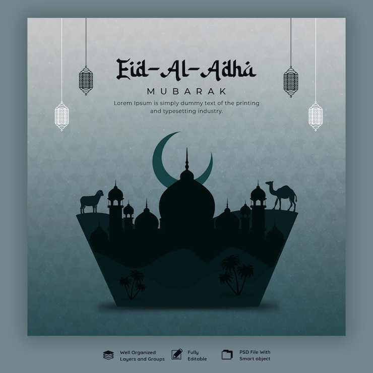 Free PSD eid al adha mubarak islamic festival social media banner template