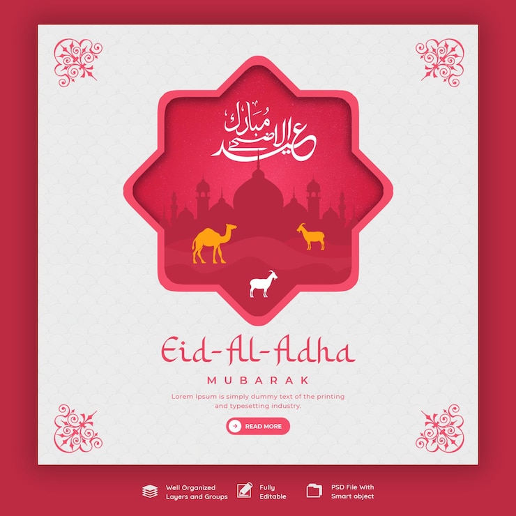 Free PSD eid al adha mubarak islamic festival social media banner template