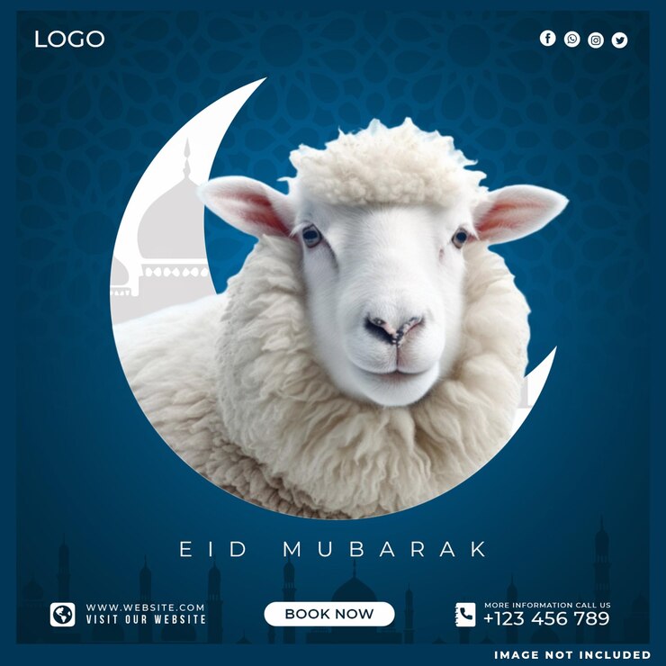Free PSD eid al adha post mubarak islamic festival social media design