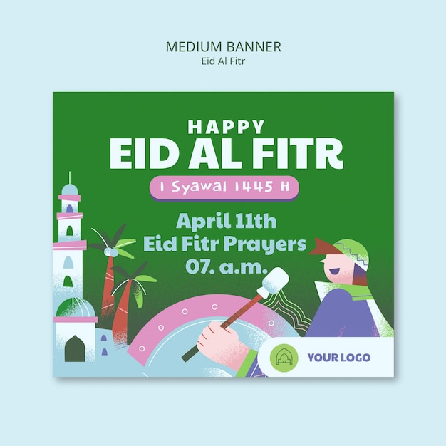 PSD gratuito modello di banner per la celebrazione dell'eid al fitr