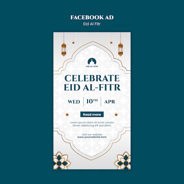 PSD gratuito template di facebook per la celebrazione dell'eid al fitr