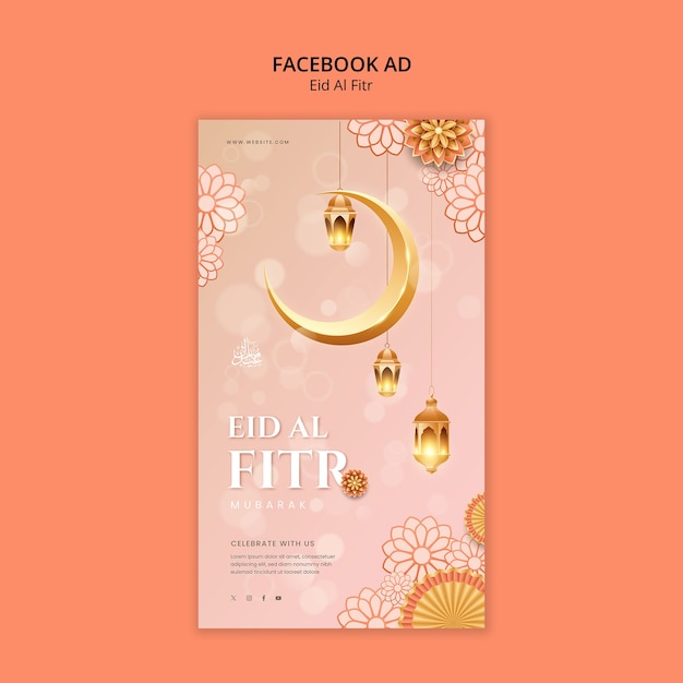 PSD gratuito template di facebook per la celebrazione dell'eid al fitr