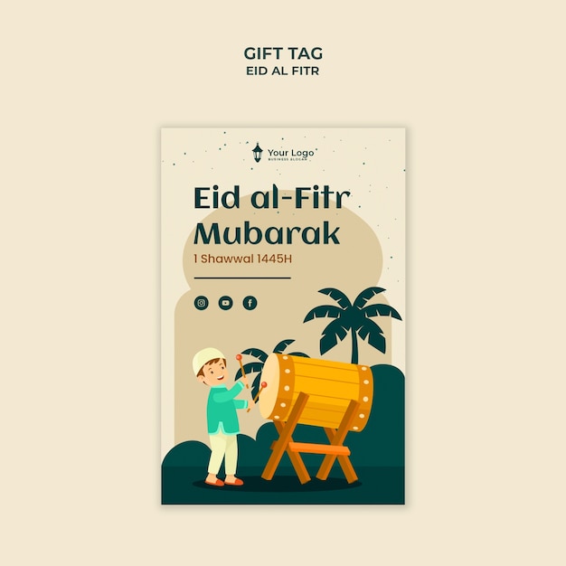 Modello di scheda regalo per la celebrazione dell'eid al fitr