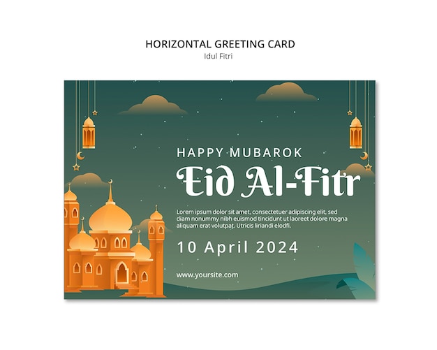 eid al fitr celebration greeting card  template