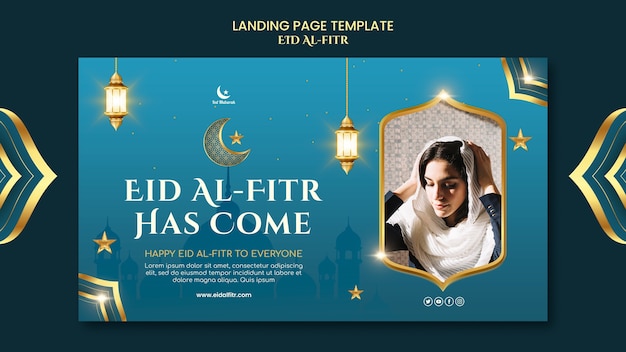 PSD gratuito modello di banner orizzontale per la celebrazione di eid-al fitr