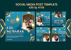 Free PSD eid-al fitr celebration instagram posts collection