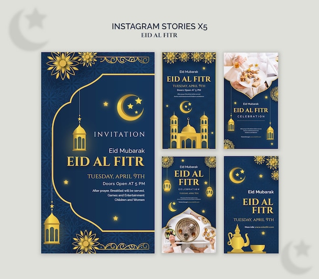 Free PSD eid al fitr celebration instagram stories