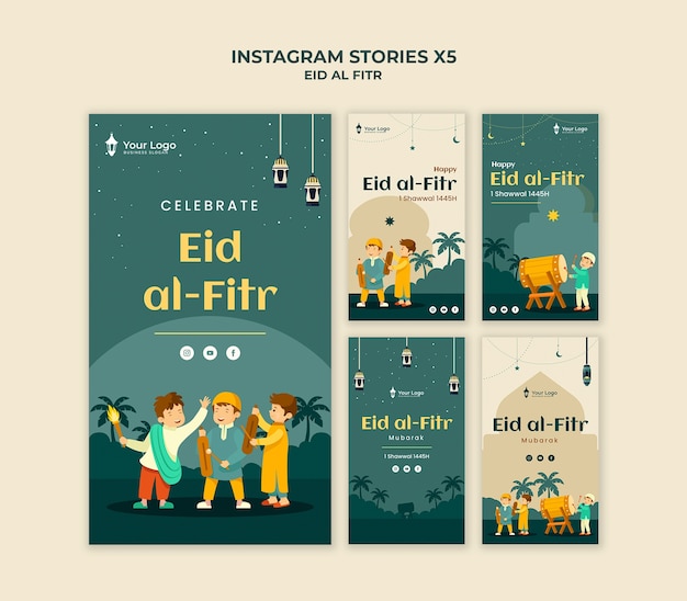 Free PSD eid al fitr celebration instagram stories