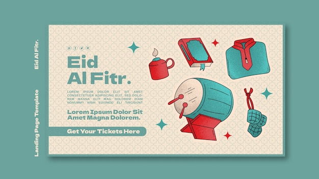 Free PSD eid al fitr celebration landing page  template