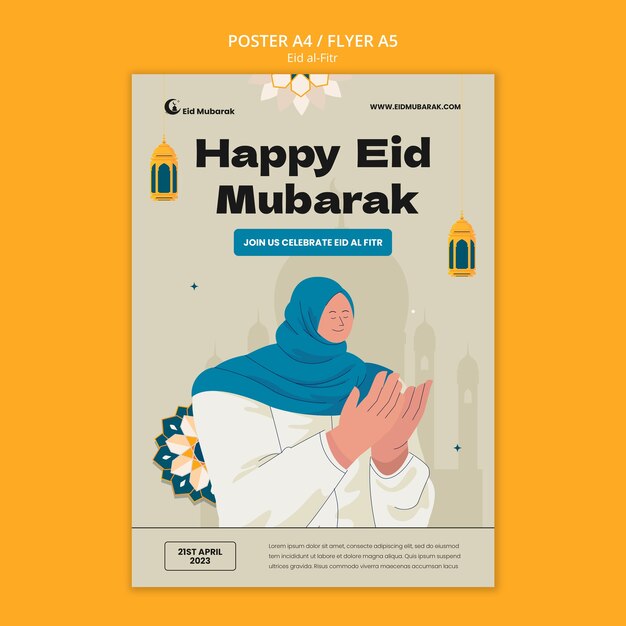 eid al fitr celebration poster template