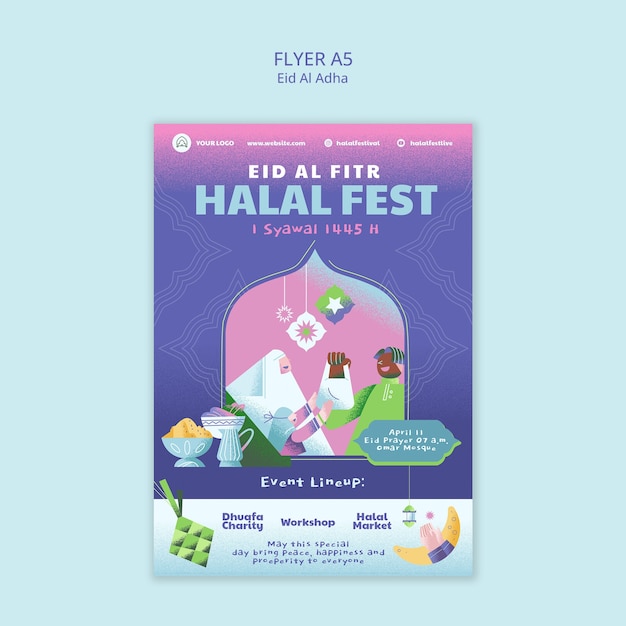 Eid al fitr celebration poster template