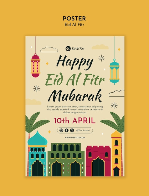 Eid al fitr celebration poster template